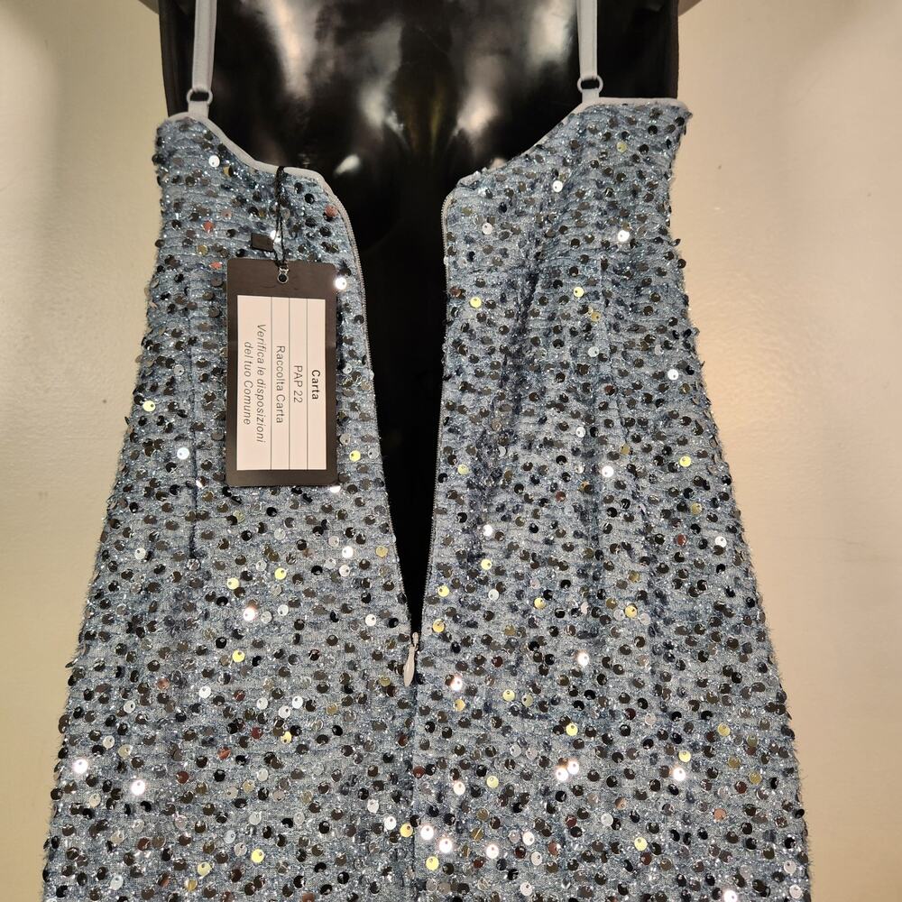 MISS ORD Sequins Mermaid Gown CARTA Womens M Dusty Blue Grey Prom Event Cocktail - Picture 10 of 12